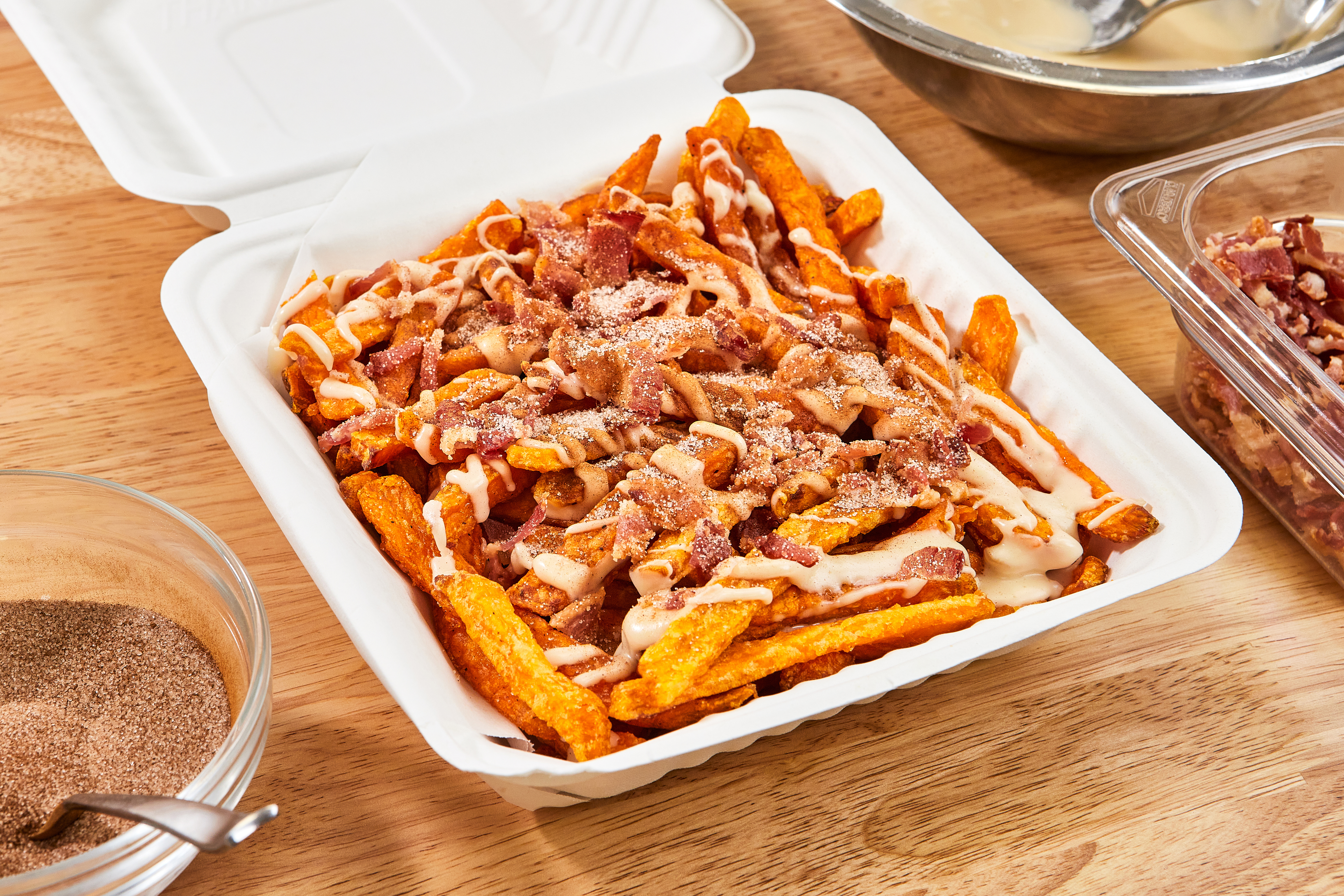 Candied Maple Bacon Sweet Potato Fries