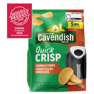 Website hero shows Crinkle Chips bags with 2026 Product of the Year badge on Sobeys backdrop.