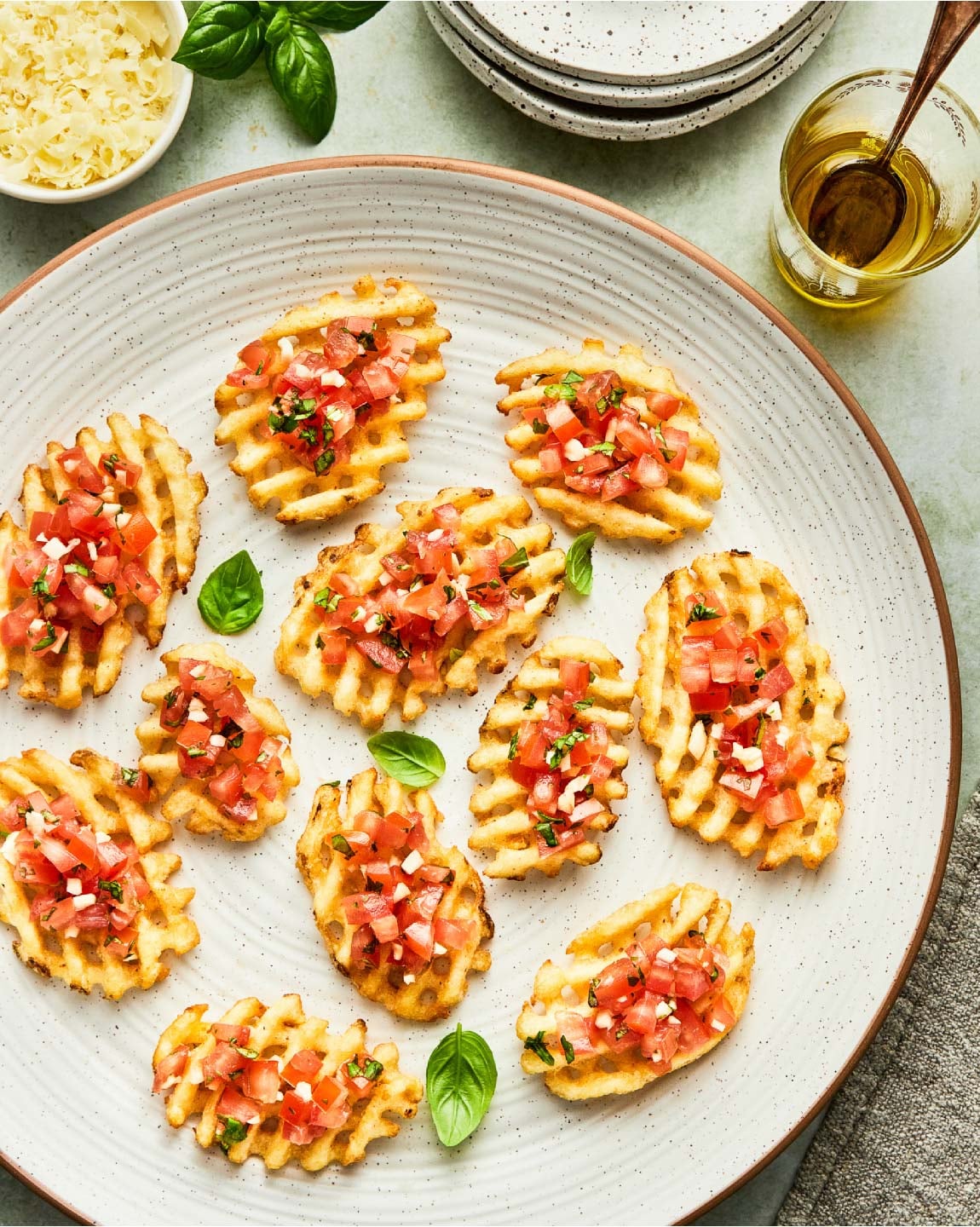 Bruschetta on Waffle Fries Recipe | Cavendish Farms