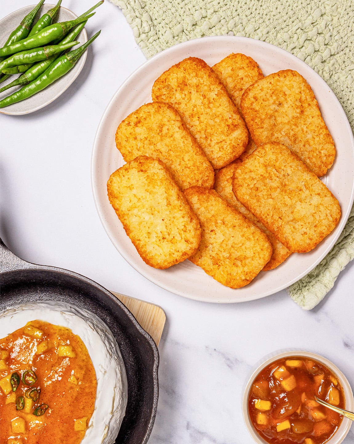 Baked Mango Chili Brie w/ Mini Hash Browns | Cavendish Farms