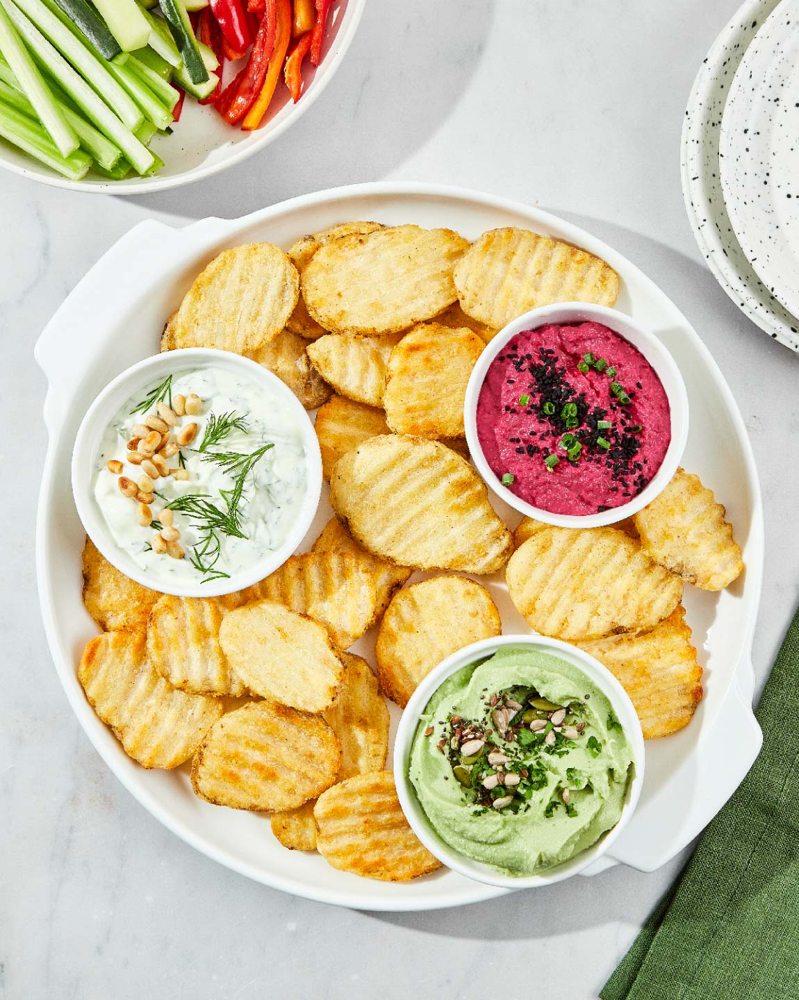 Hummus Dip Trio with Oven Chips
