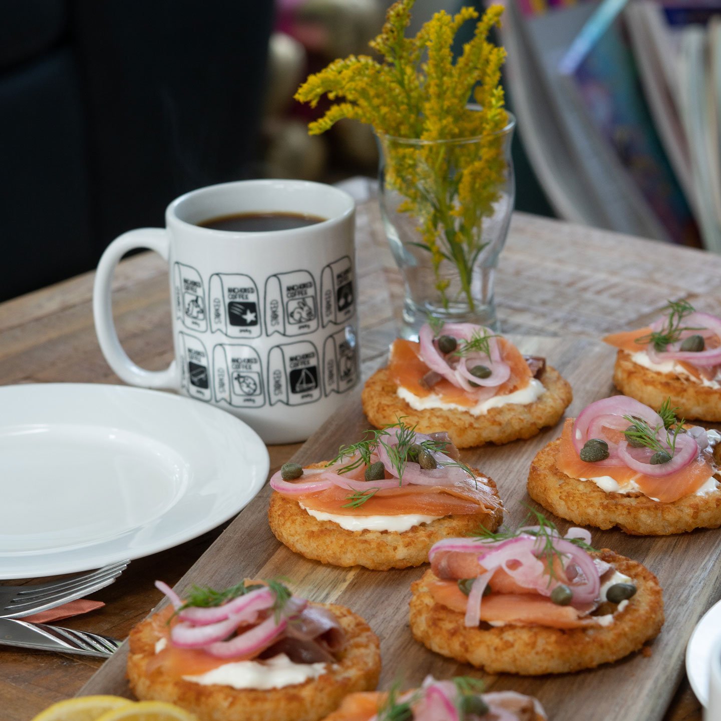 Smoked Salmon Hash Brown Waffle Toast Cavendish Farms