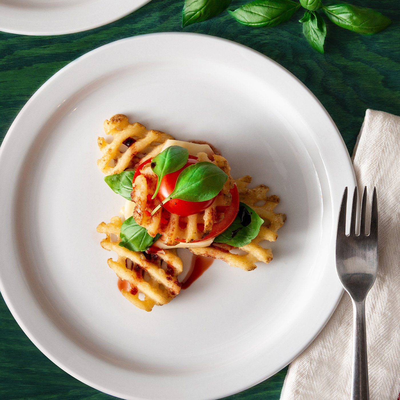 Waffle Fry Caprese Plate | Cavendish Farms